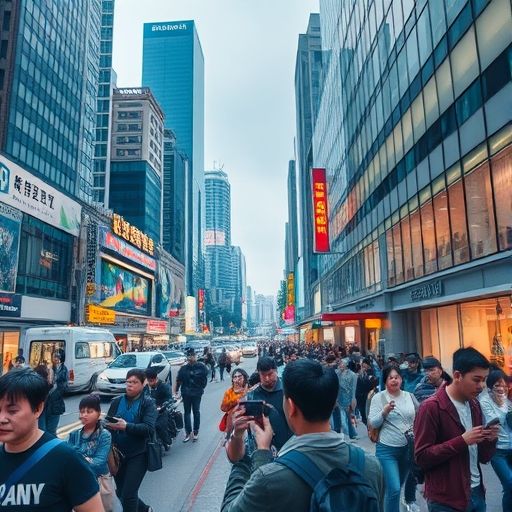 广州街头智能手机用户