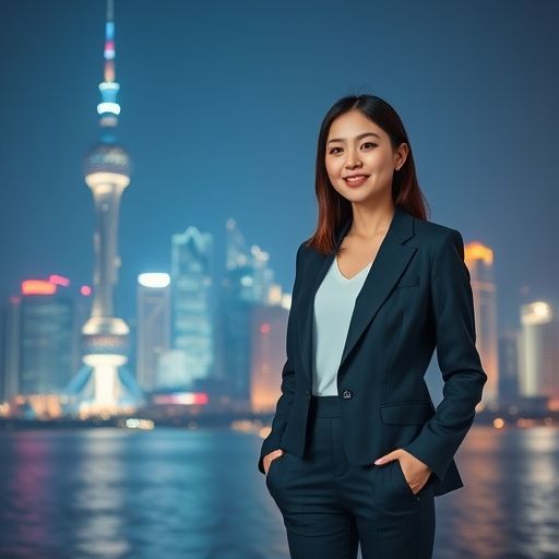 广州高端商务模特与城市夜景