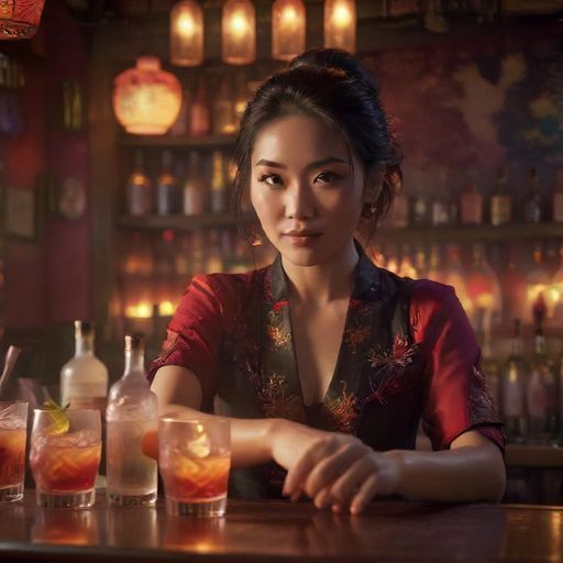 调酒师为客人调制专属鸡尾酒