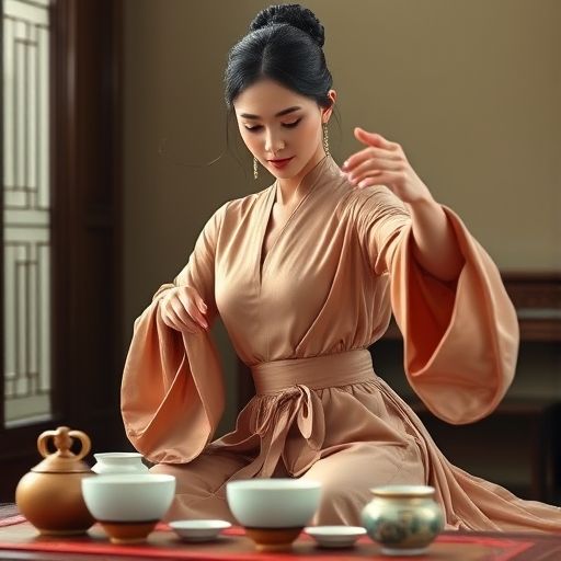 茶艺师优雅的泡茶表演
