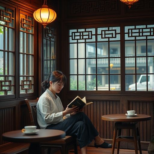 老师在茶肆中独享宁静时光