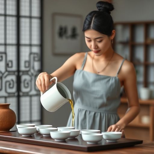 茶艺师在高端品茶工作室泡茶