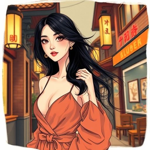 越秀茶肆夜晚街头氛围