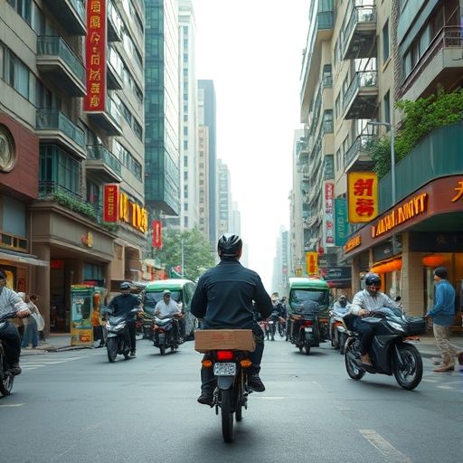 广州街头外卖配送