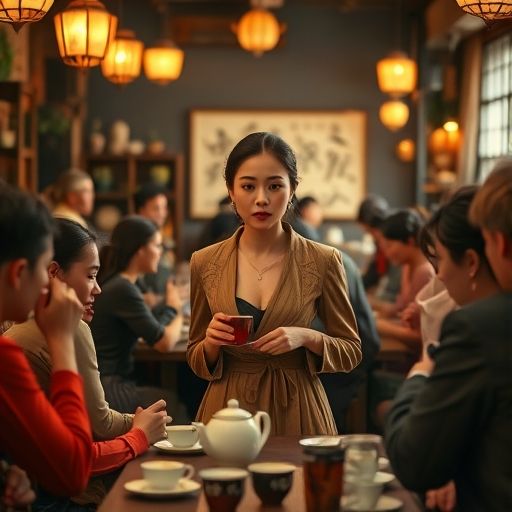 茶友们围坐一起分享茶艺心得