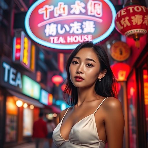 龙岗茶肆的夜间招牌