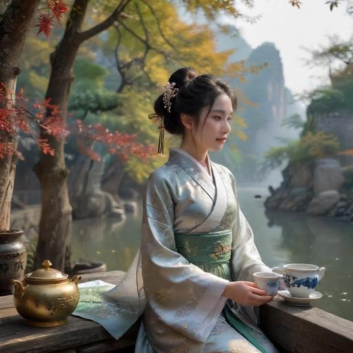 一位茶艺师正专注地进行冲泡茶叶的动作细节特写