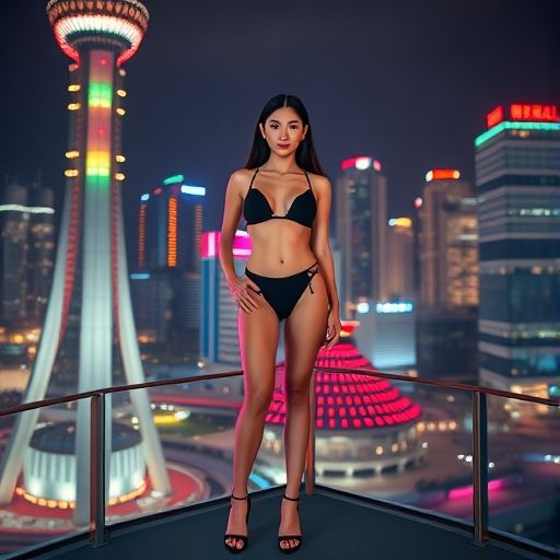 车展模特站台夜景