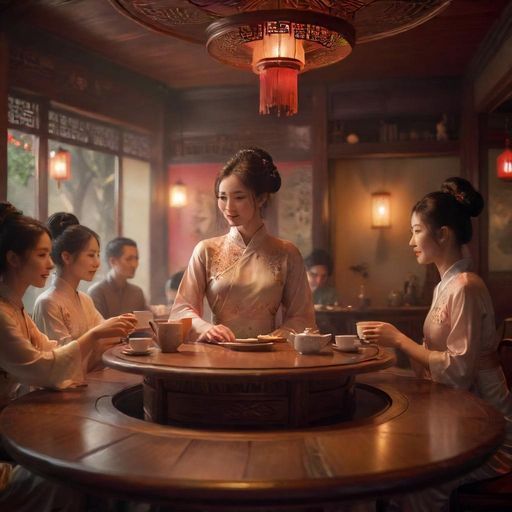 朋友聚会喝茶温馨场景