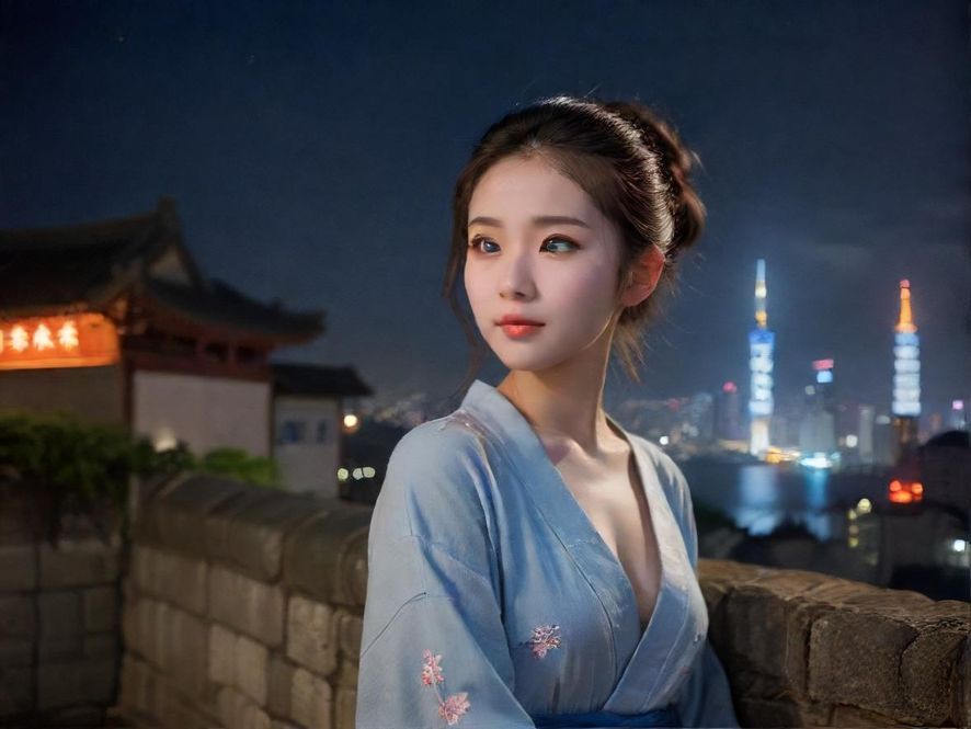 南京夜场霓虹灯下的繁华景象