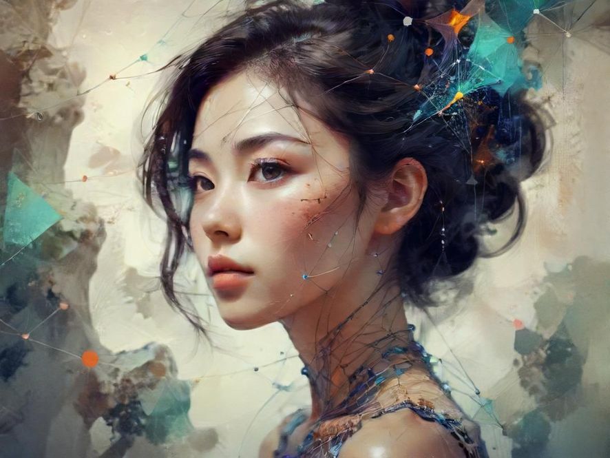 抽象的网络搜索界面，赛博朋克风格，显示在手机屏幕上