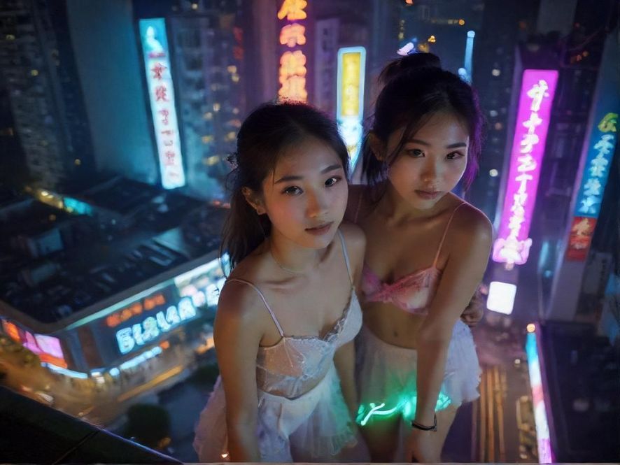 深圳夜生活霓虹街头夜景