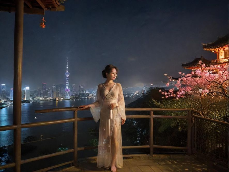 深圳罗湖繁华的夜景街头