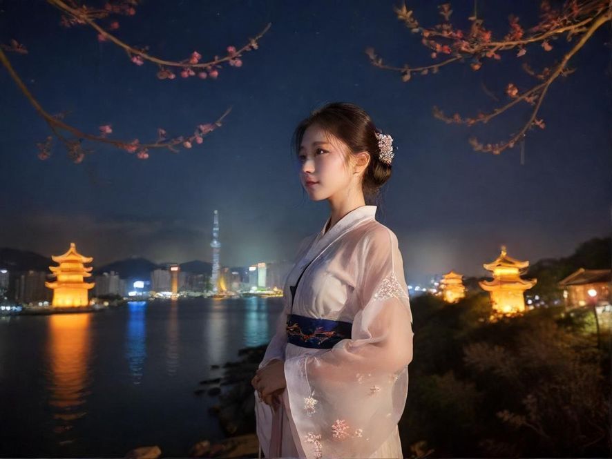 城市夜色中的休闲会所入口