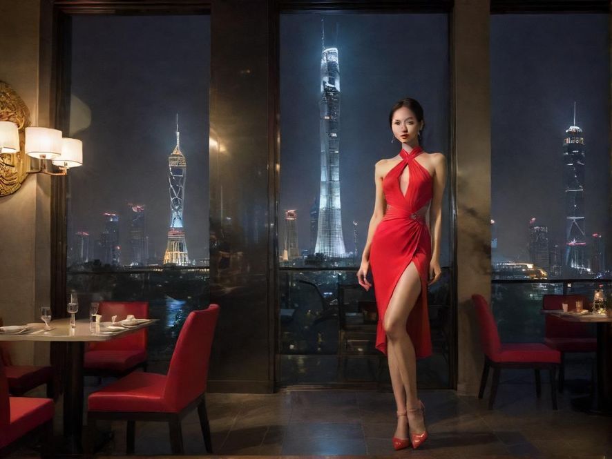 广州珠江新城高端餐厅夜景图