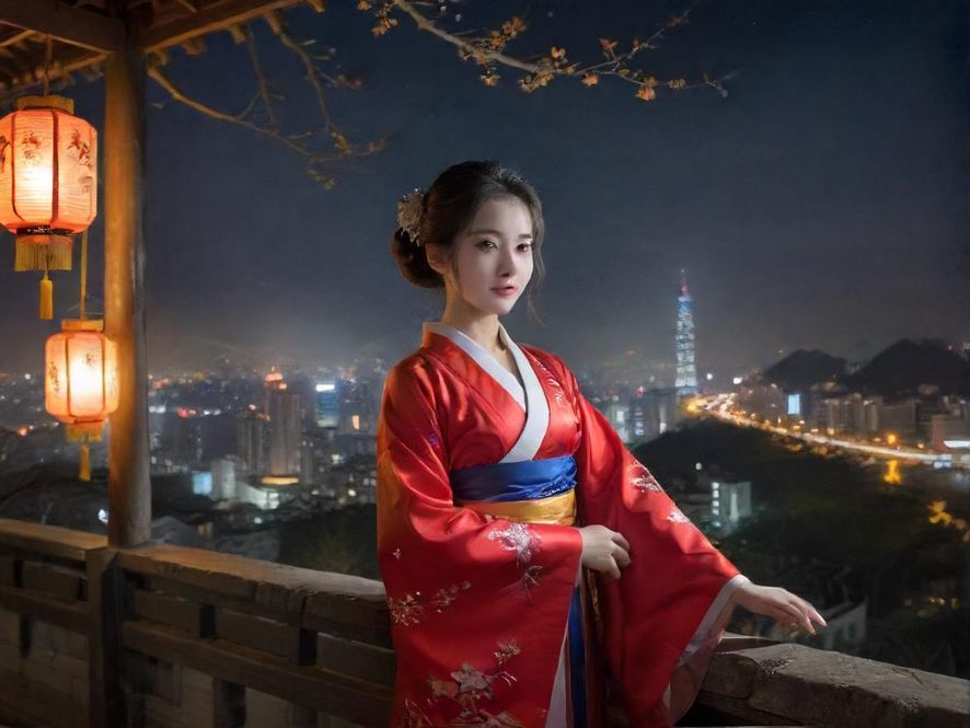 窗外璀璨的都市夜景