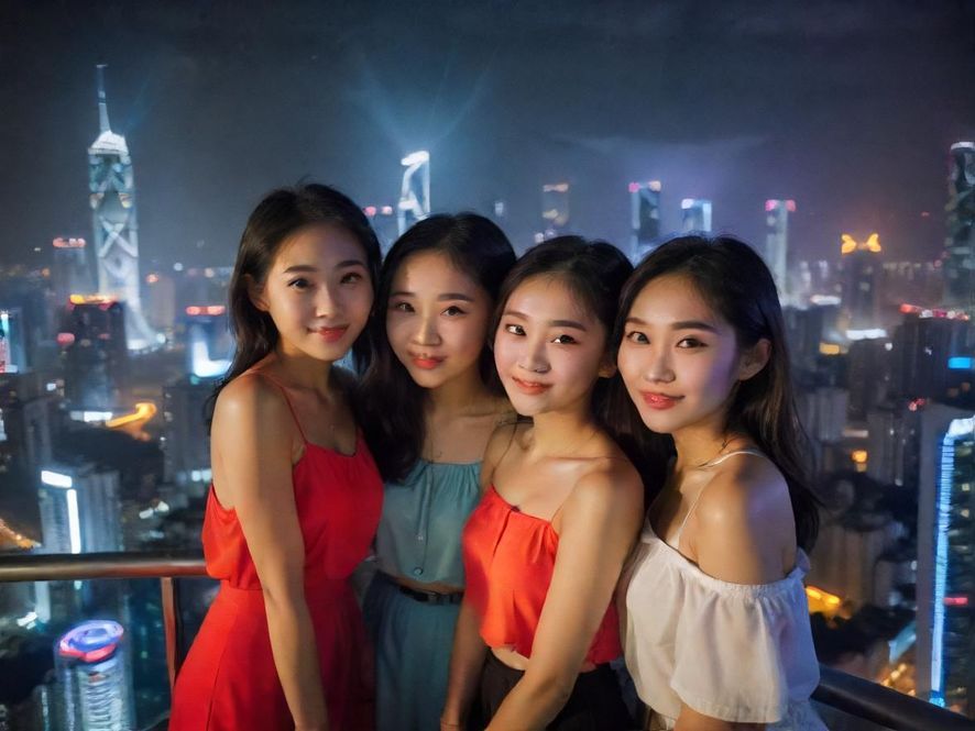 深圳罗湖蒲典夜景,展现都市休闲娱乐氛围