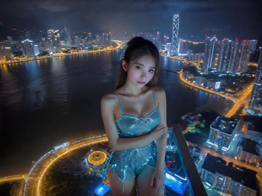 珠海夜幕下的城市景观,霓虹闪烁,充满活力与魅力。