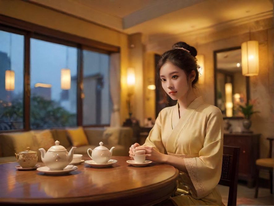 广州城中一隅,雅致茶室,品味宁静时光