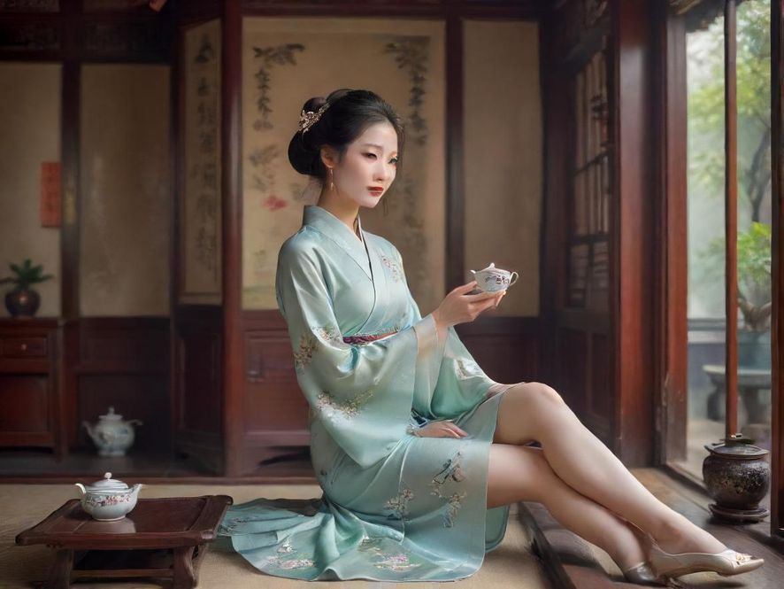 天河茶室复古中式茶艺表演