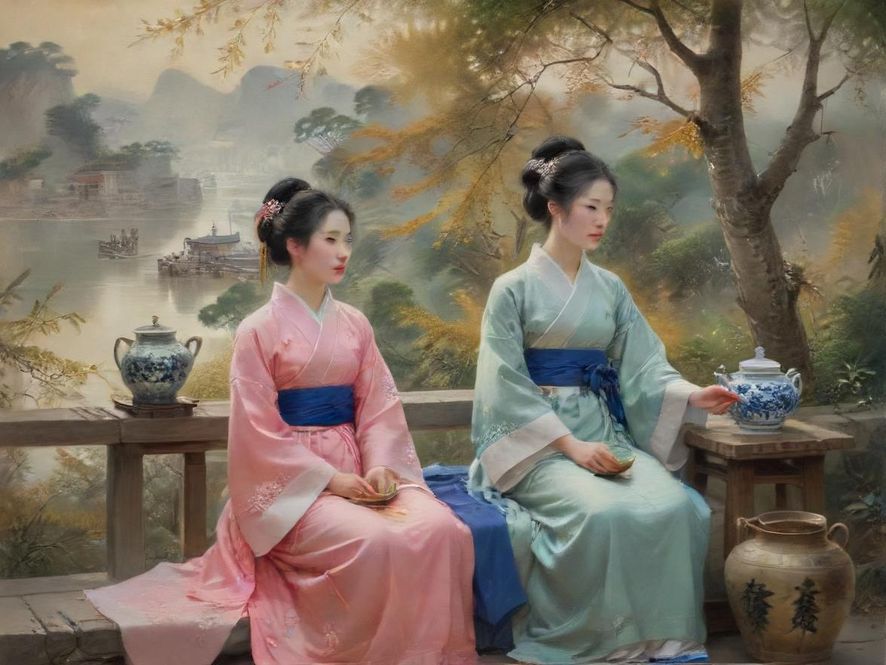 茶馆里轻松交流的人们