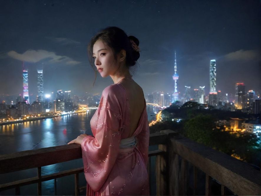 夜色下，一条充满生活气息的街巷，远处有柔和的灯光，仿佛在指引方向，透露出一种探索未知的感觉。