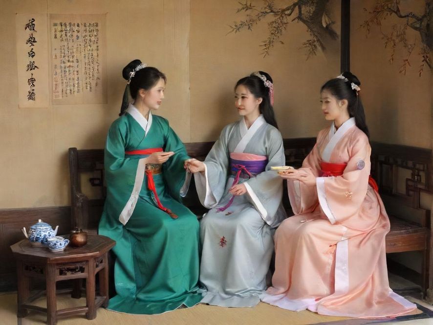 两位资深玩家在休闲茶座中轻松交流，特写镜头