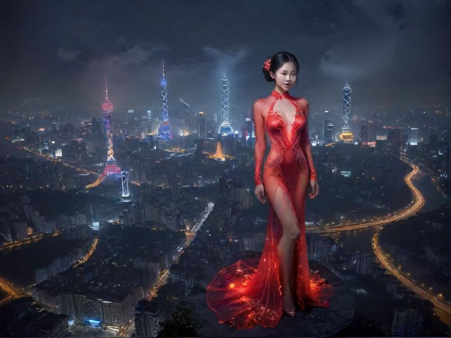 广州的繁华夜景，高楼林立，霓虹灯光璀璨，展现出都市的活力与魅力。