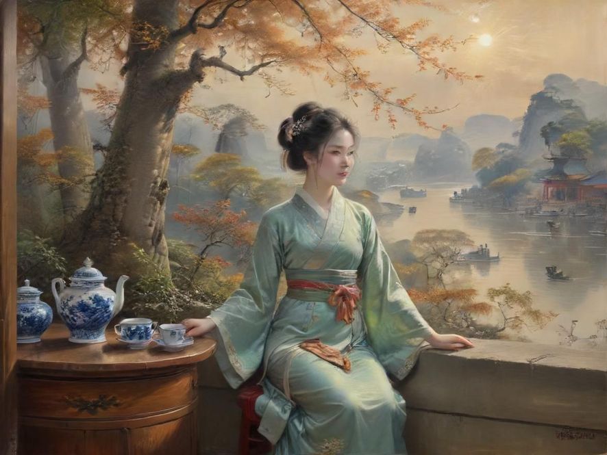 广州茶社内的茶艺表演场景