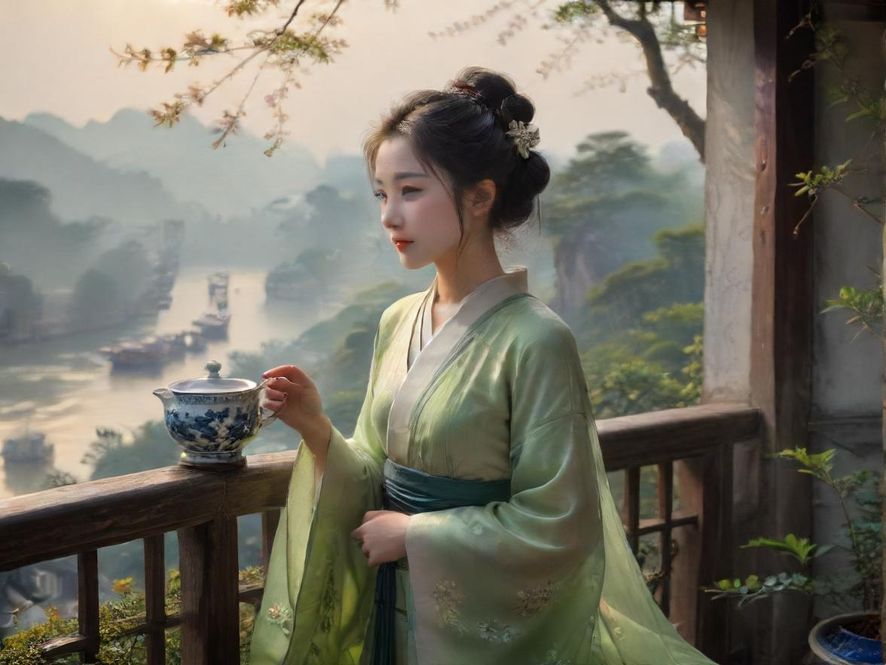 广州茶社茶艺师表演场景