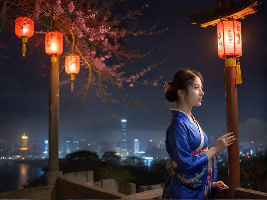 深圳繁华的夜景，霓虹闪烁