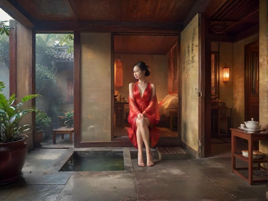 广州隐藏茶社内部一角