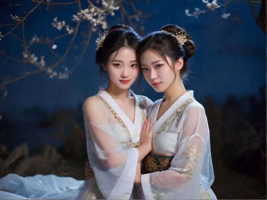 夜场灯光下的年轻女性背影