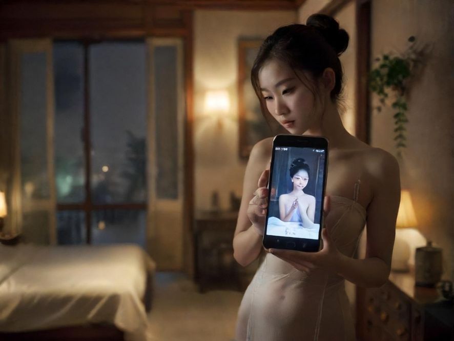 夜晚房间中手机屏幕上显示着广州桑拿论坛的界面