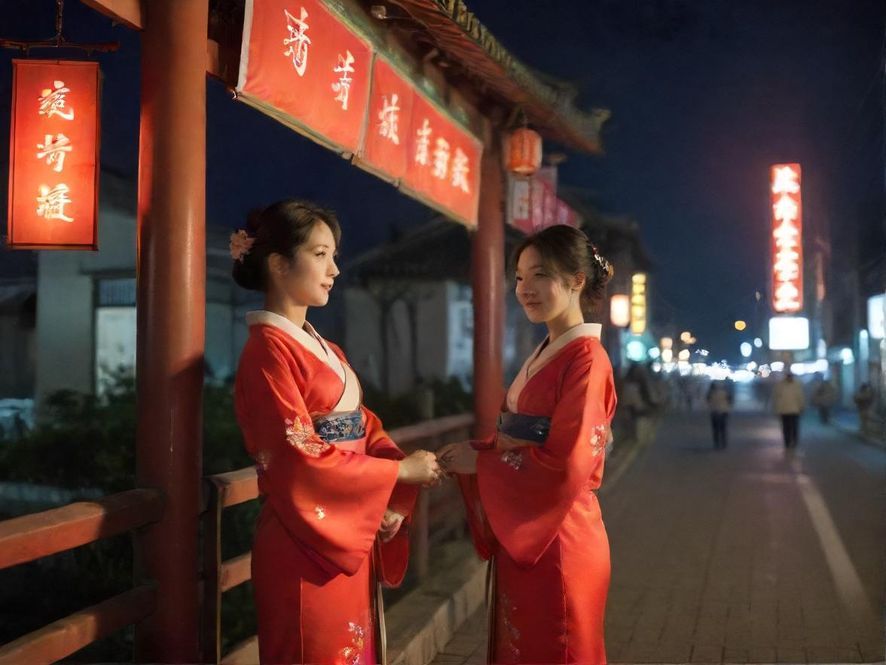 广州夜景下灯火辉煌的会所入口