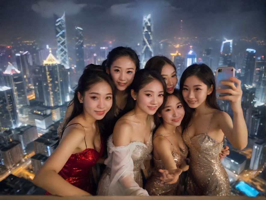 深圳繁忙的都市夜景,高楼林立,车水马龙