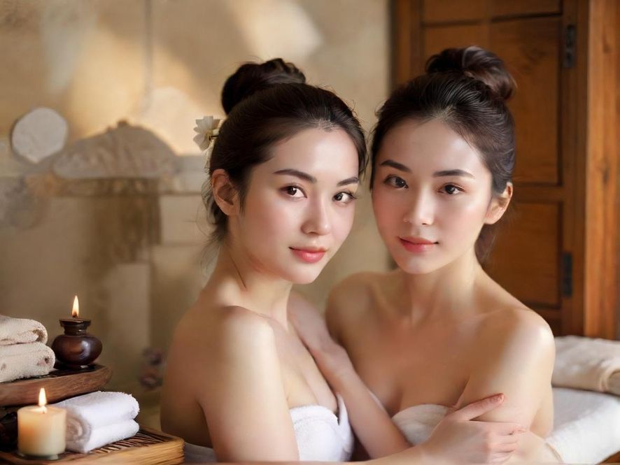 专业按摩师在柔和光线下的奢华SPA包房中提供服务