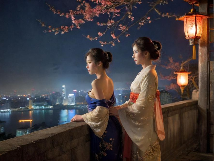 广州夜景下的城市风光