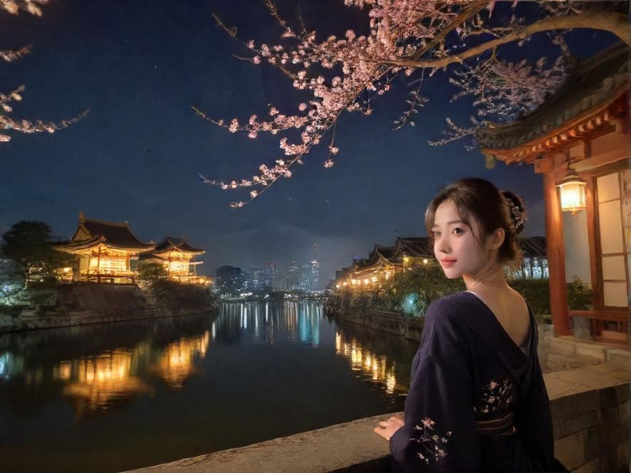 一位身着职业装的女性,在华灯初上的城市街头,背影略显疲惫,仿佛在寻找一丝慰藉。